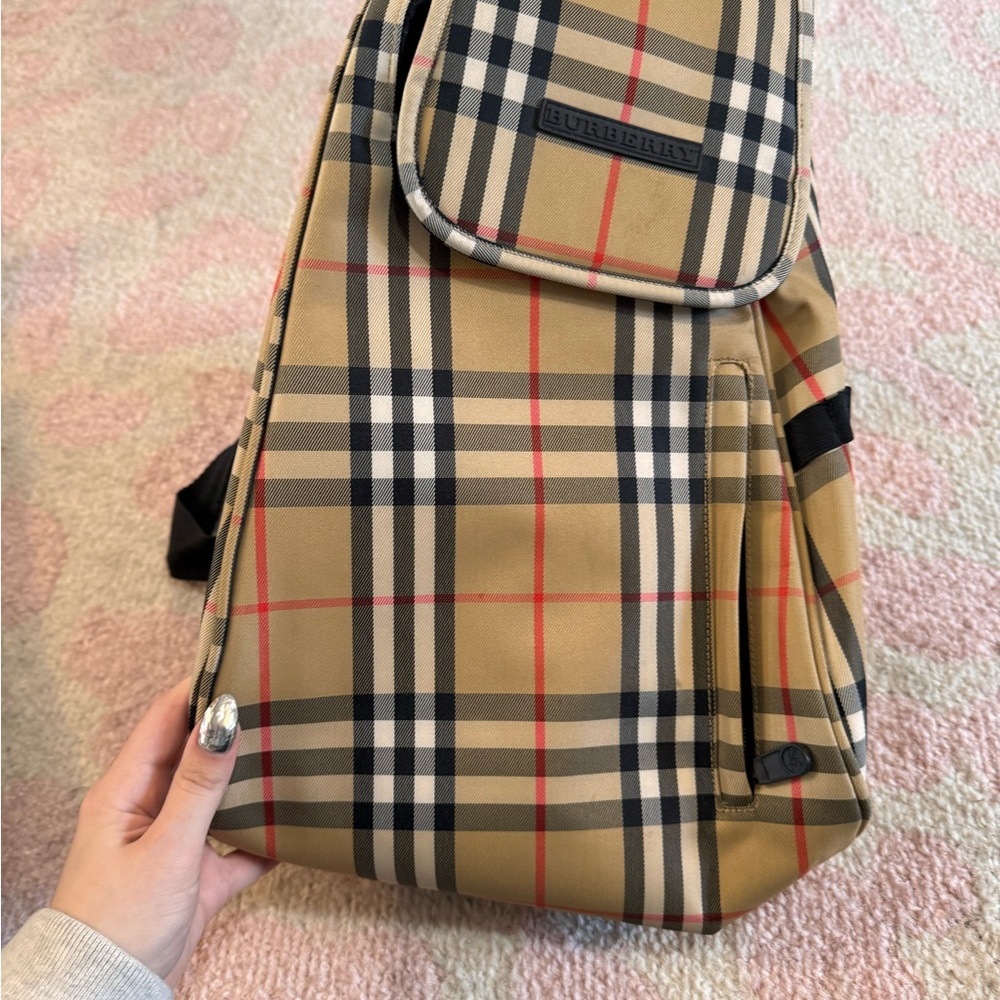 Burberry Beige and Black Check Backpack